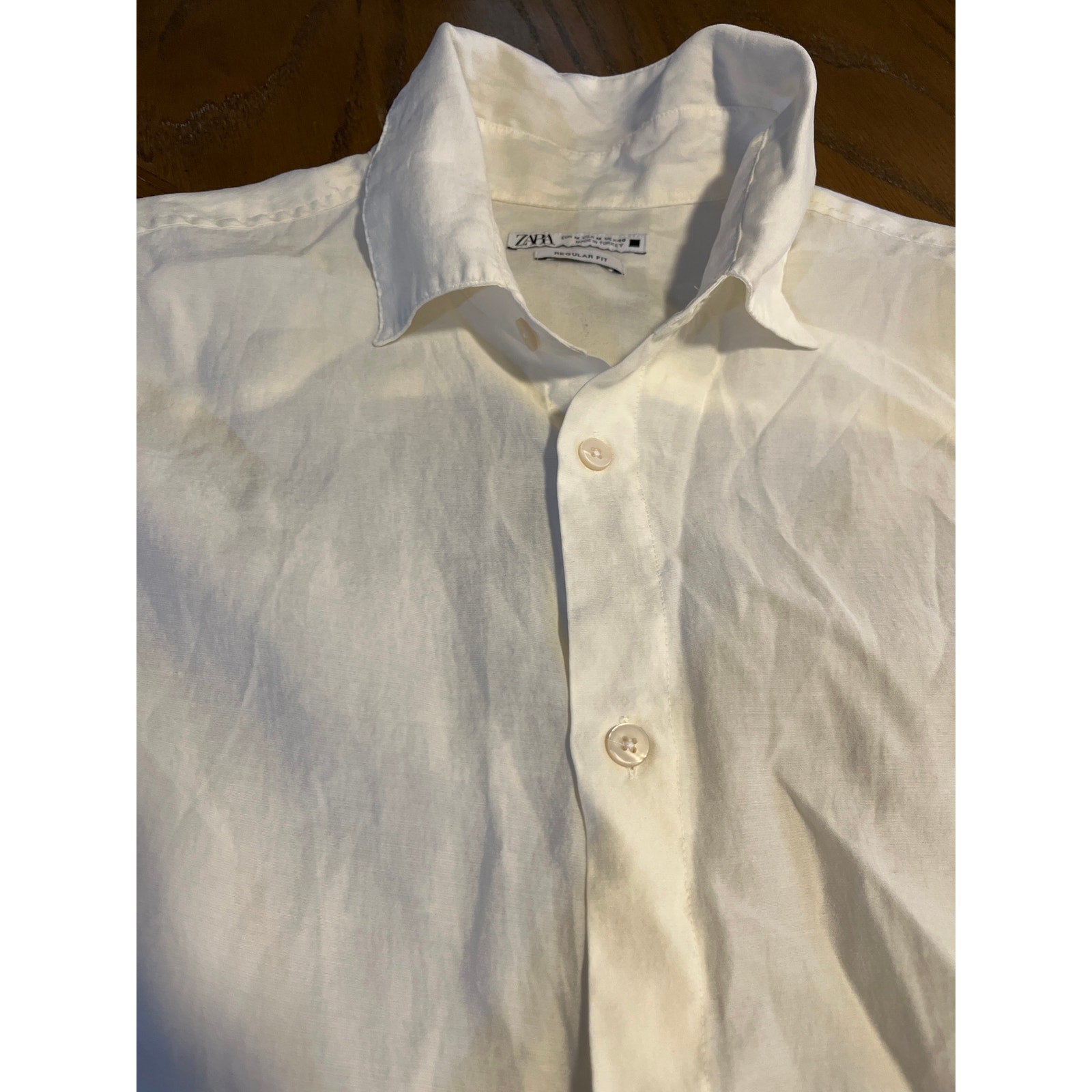 Zara Men's Collar Button up Dress Long sleeve Shirt Regular Fit Size Medium