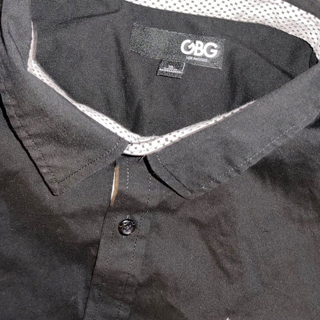 GBG Los Angeles Button up Mens Long Sleeve Black Shirt business casual Size XL