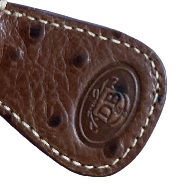 Dooney & Bourke Brown Ostrich Leather Coin Keychain Wallet Purse