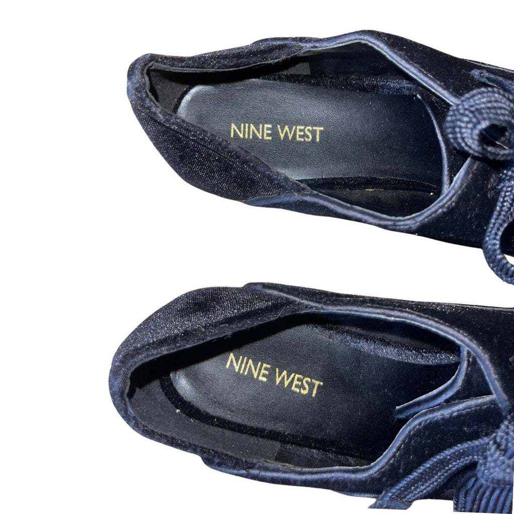 Nine West Lace-up Women's Noceda Velvet Almond Toe Oxford Shoes 80's 90's