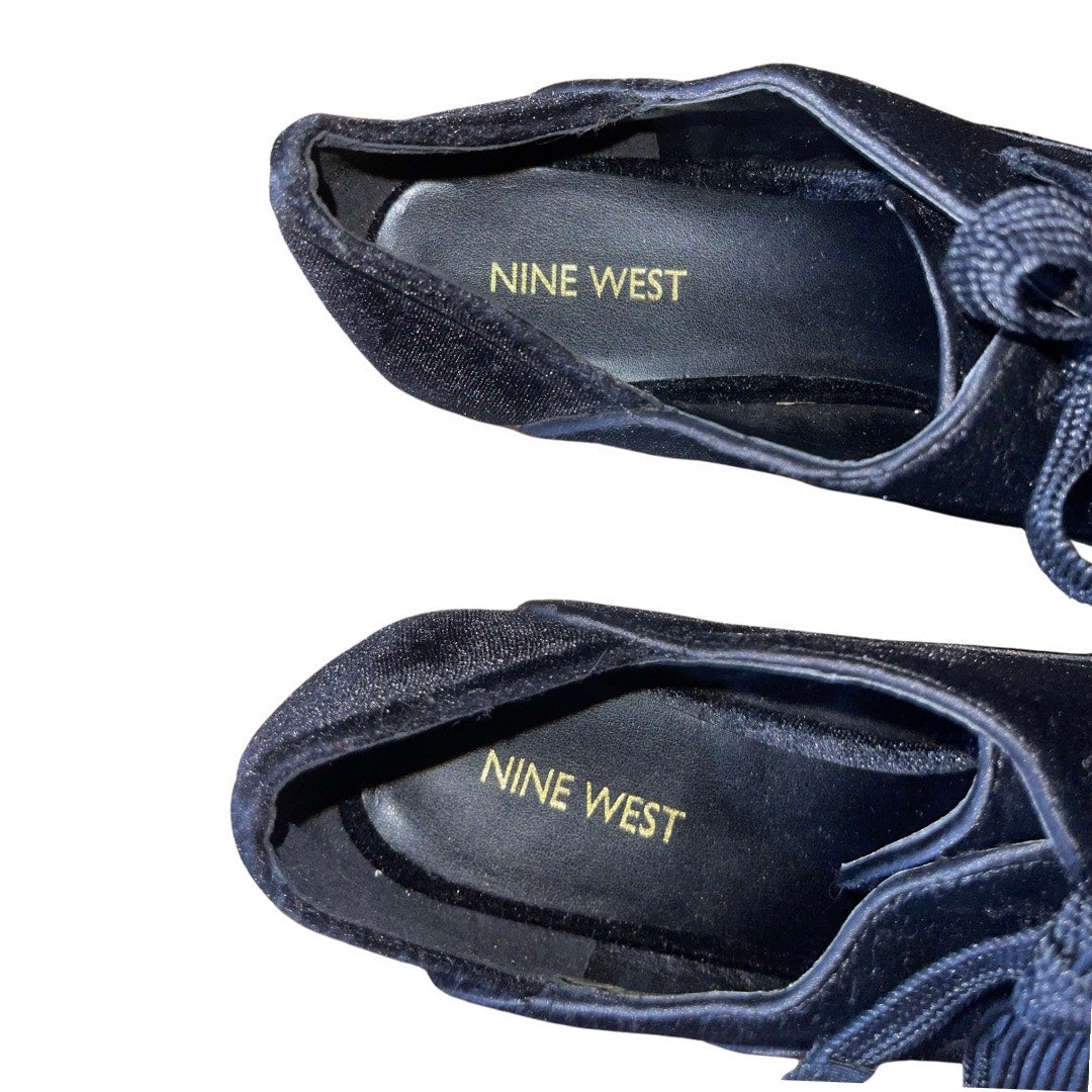 Nine West Lace-up Women's Noceda Velvet Almond Toe Oxford Shoes 80's 90's