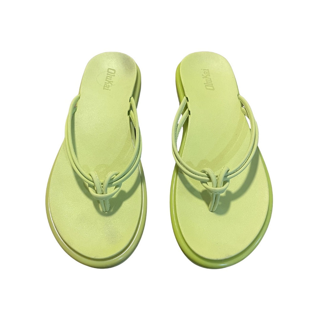 Olukai Women Aka Knotted Flip Flop Citron Green Sandal 6.5 Summer Beach Resort