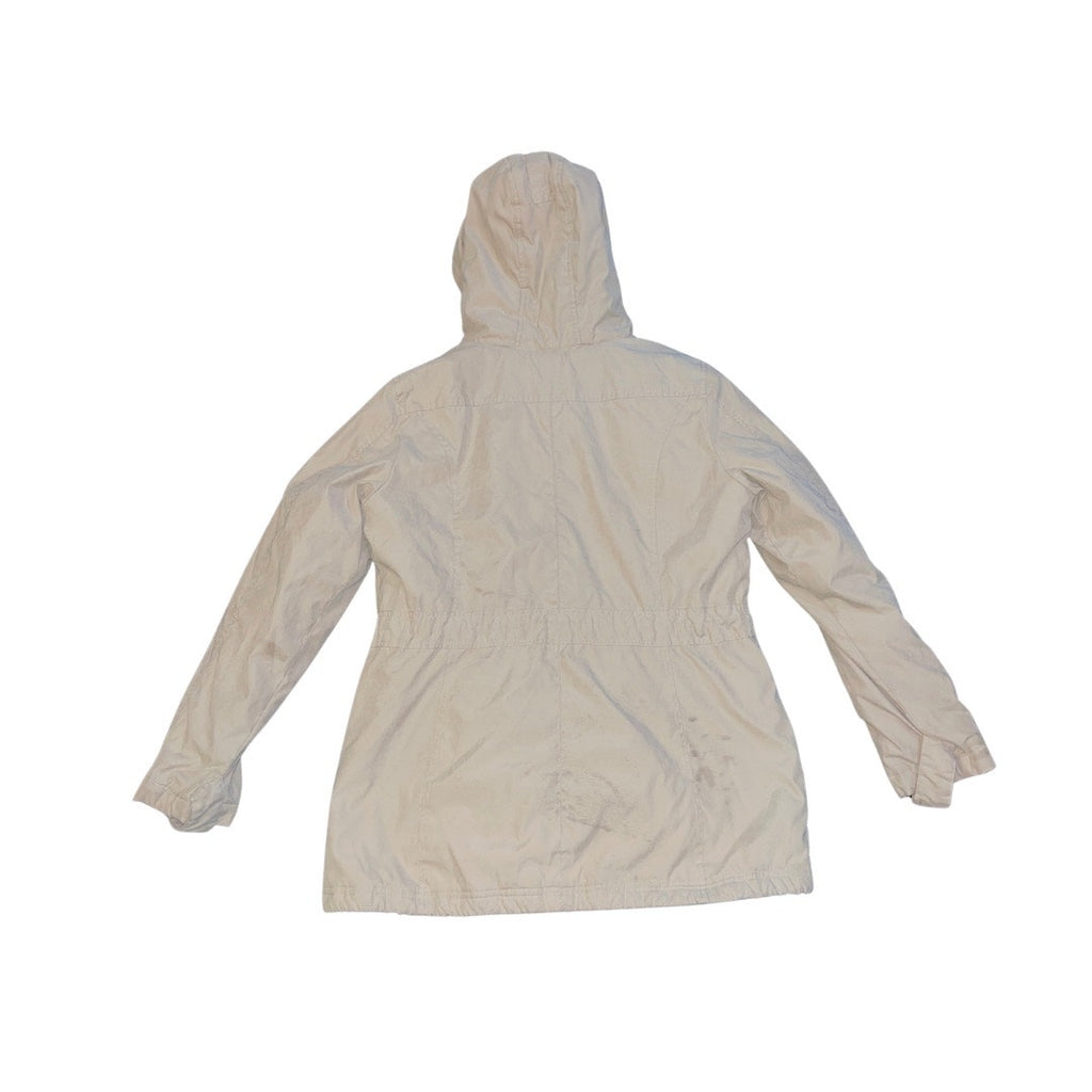 G.H. Bass Jacket Khaki Hooded Zip up Drawstring Jacket Large Gorpcore Winter