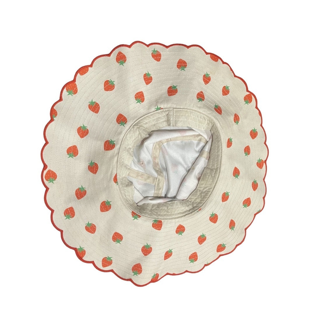 Strawberry Bucket Hat Scallop Trim Sun Hat Wide Brimmed Girly Fun