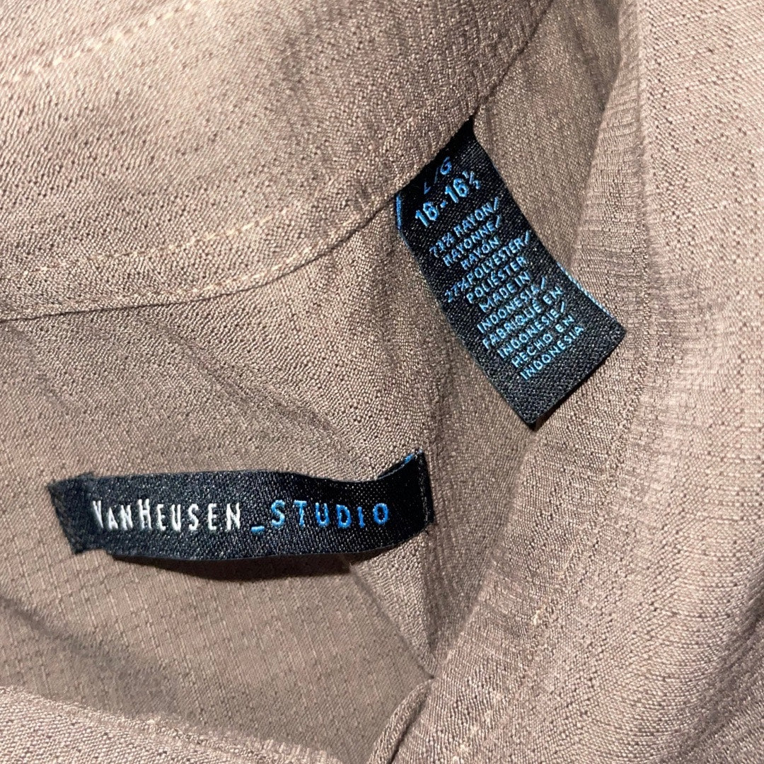 Van Heusen Studio Havana Sport Short Sleeve Shirt Large Vacation Casual Beach