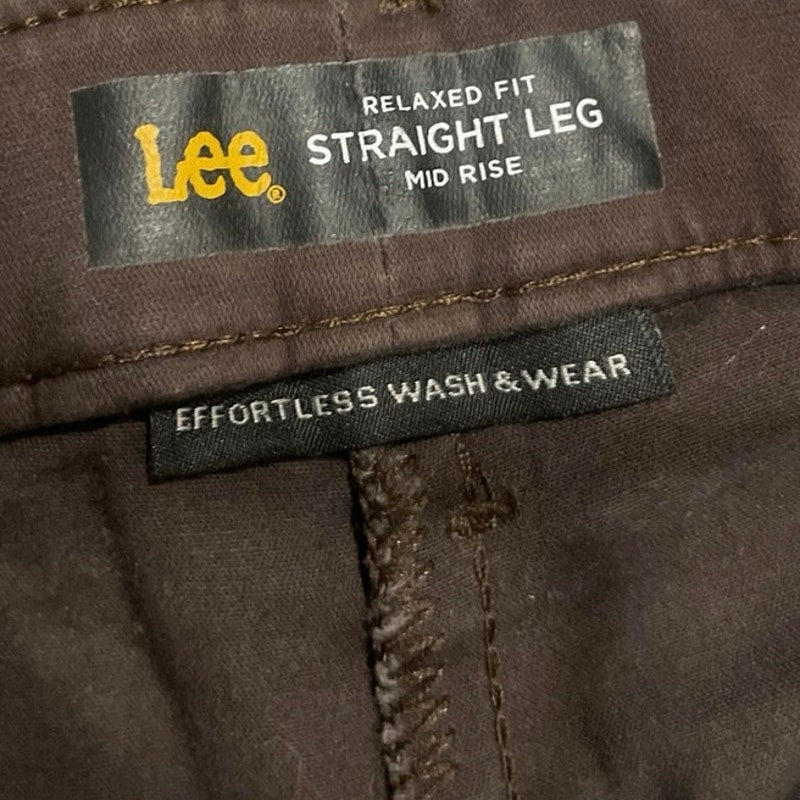 Lee Relaxed Fit Straight Leg Mid Rise Brown Chino Pants Size 10 Casual Preppy