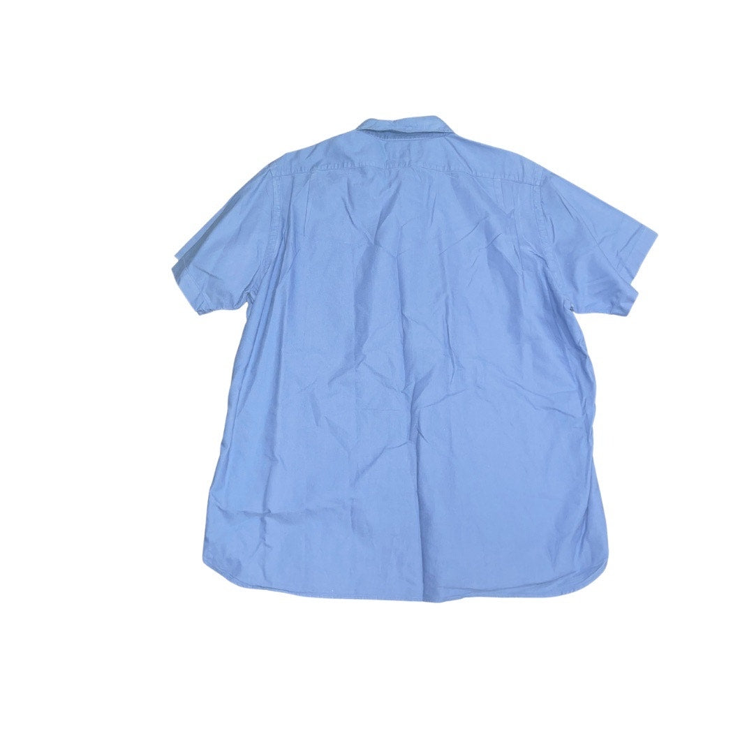 Mens Cremieux Classic Short Sleeve Shirt Blue Button Up 100% Cotton Size XL