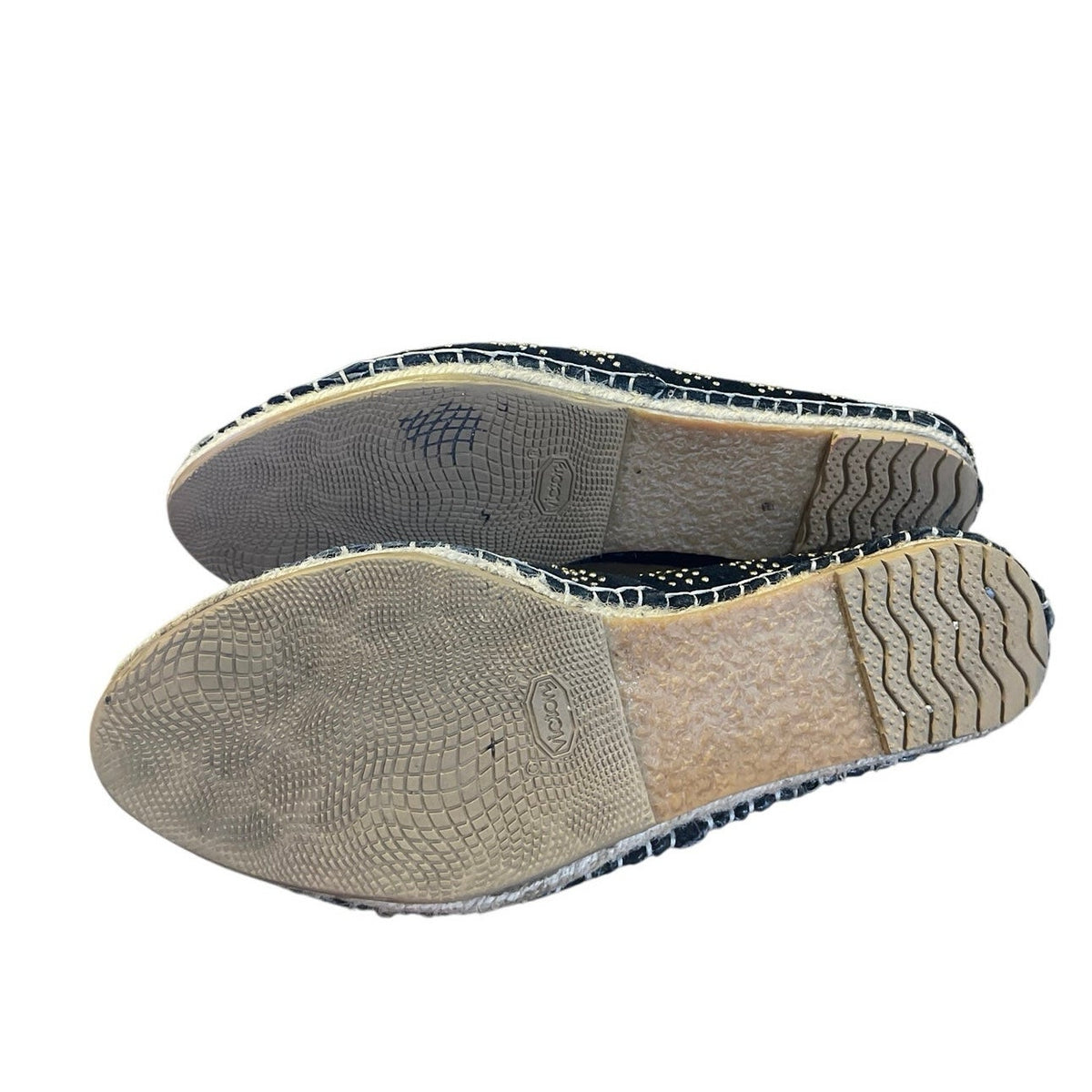 Loeffler Randall Mara Gold Studded Suede Espadrille Flats SZ 7.5 Edgy Boho
