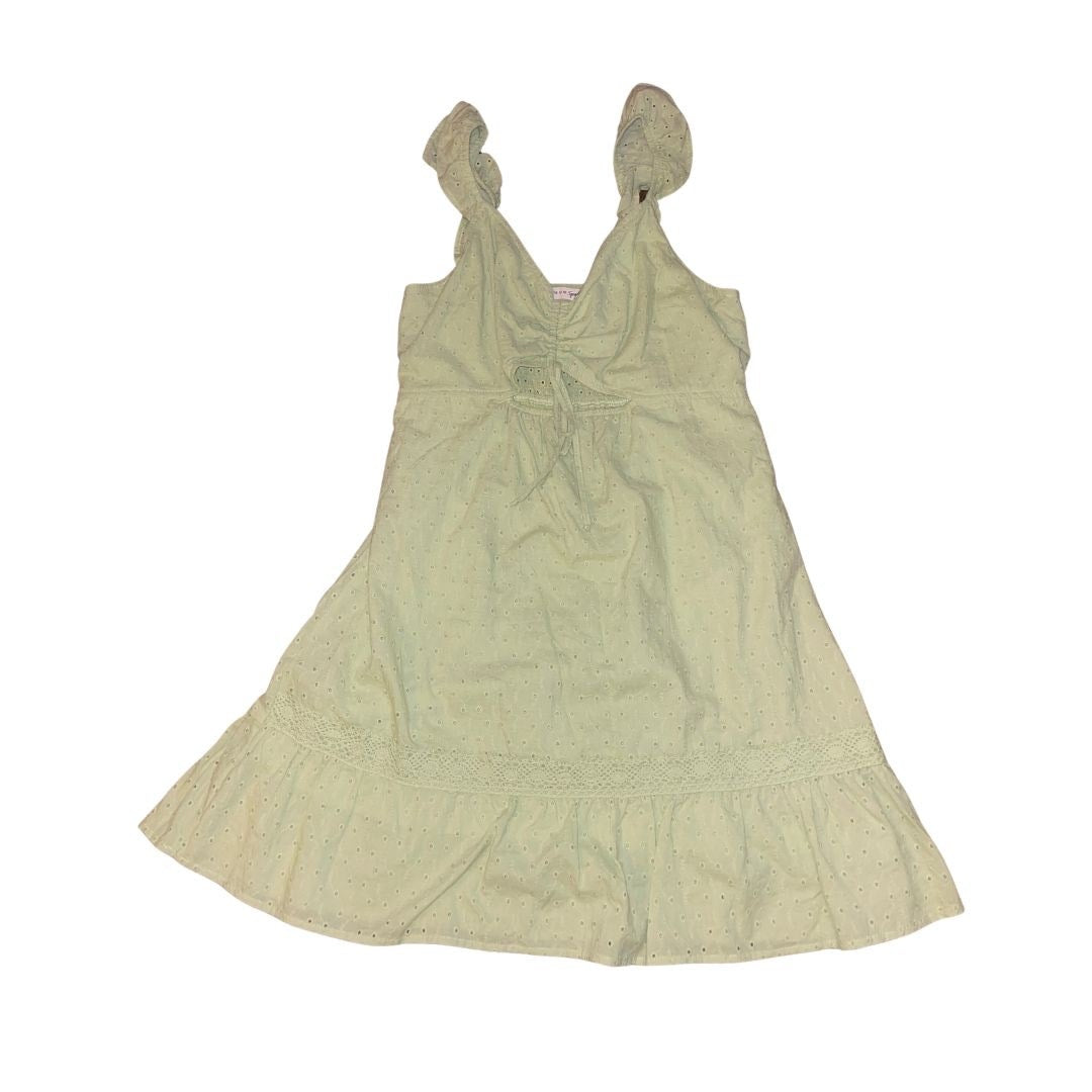 Live to be Spoiled Eyelid Green Sleeveless Dress XL Ruched Summer Cotton Y2K