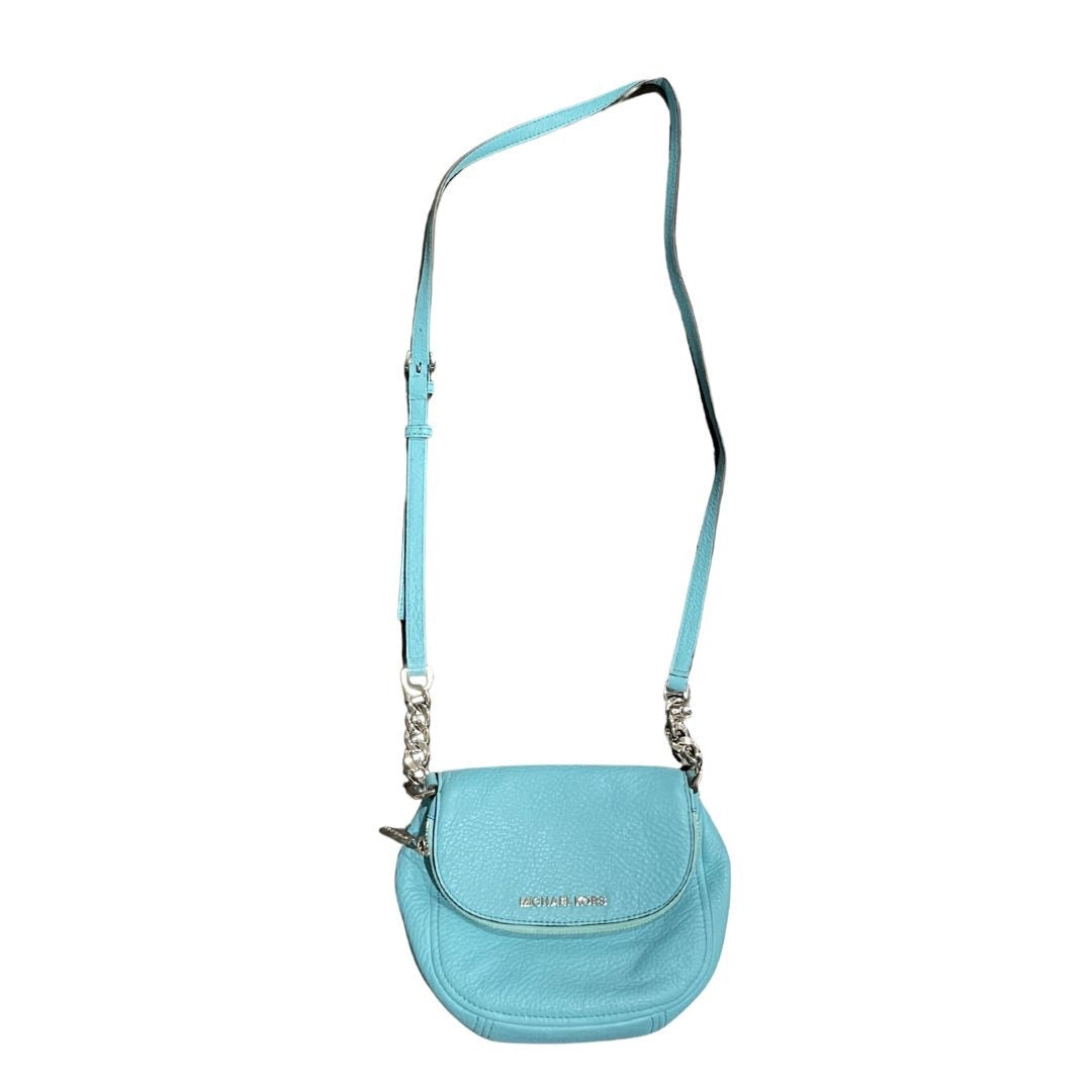 Michael Kors Teal Aqua Pebble Leather Bedford Flap Crossbody Bag Spring Summer