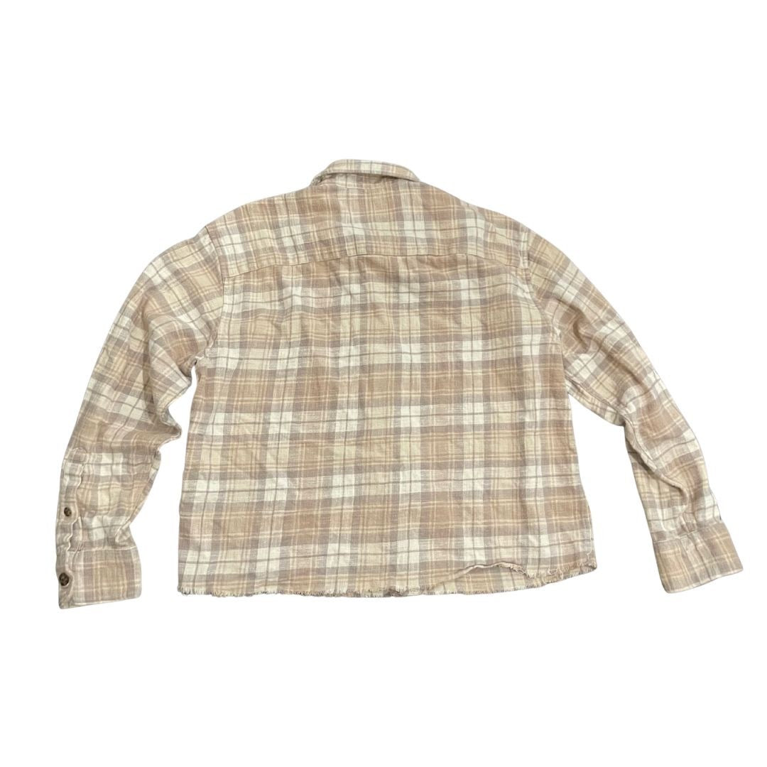 Abercrombie & Fitch Women Soft Collection Cropped Button Long Sleeve Flannel XS