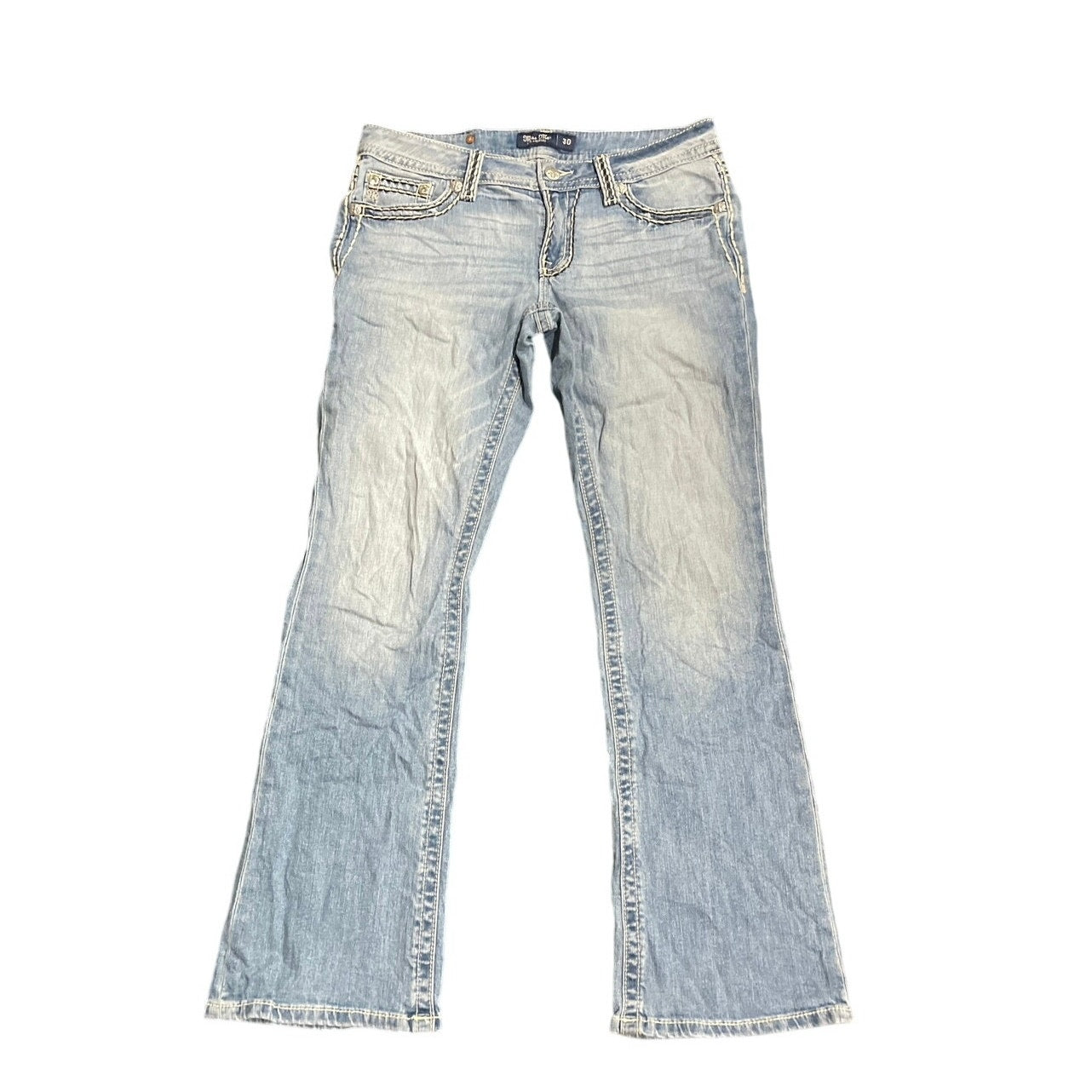 Miss Me Low Rise Jeans Studded Pockets Boot Cut Denim Pants Size 30 Y2K Western