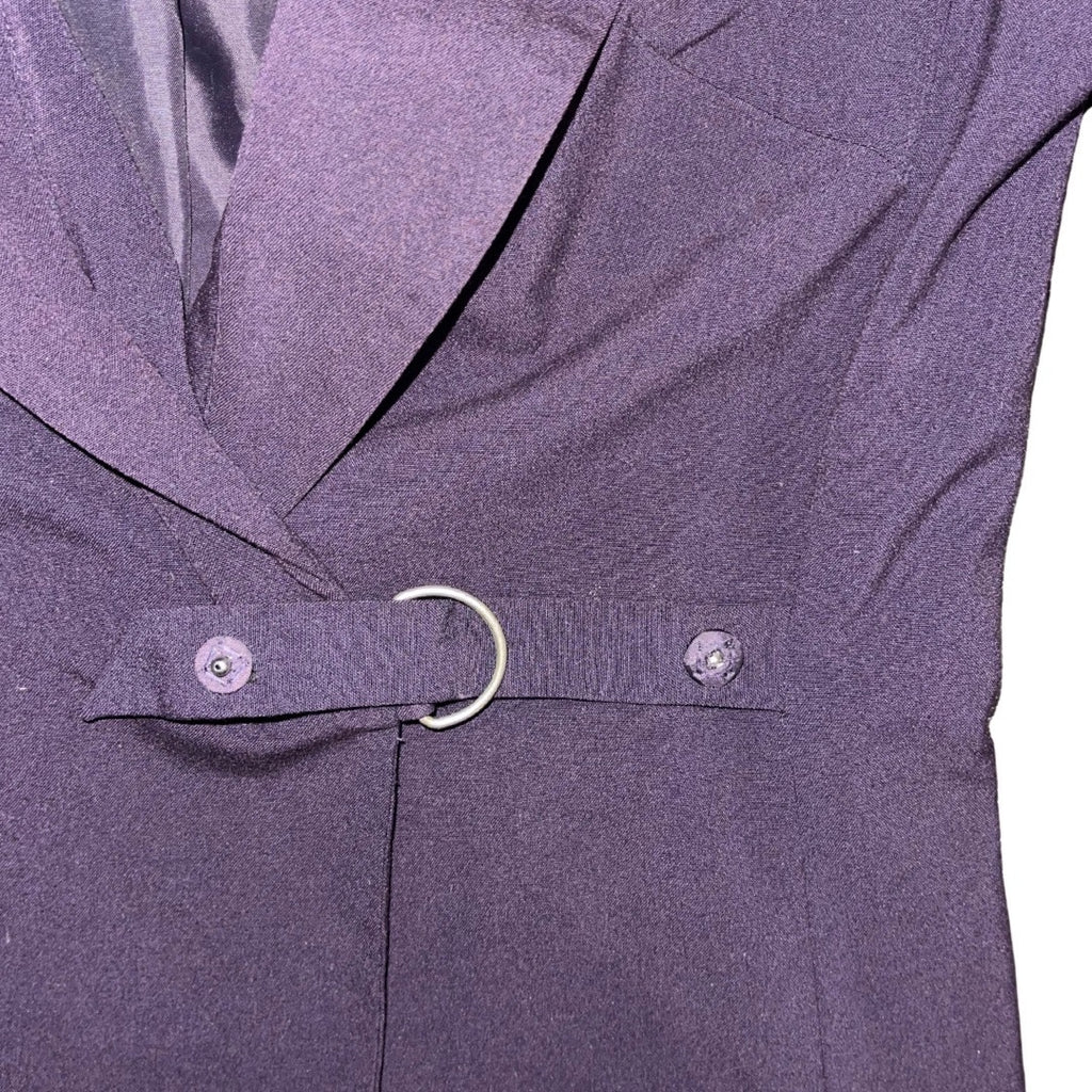 Levine Classics Larry Levine Women Purple Blazer Mock Belt Size 4 Career Office