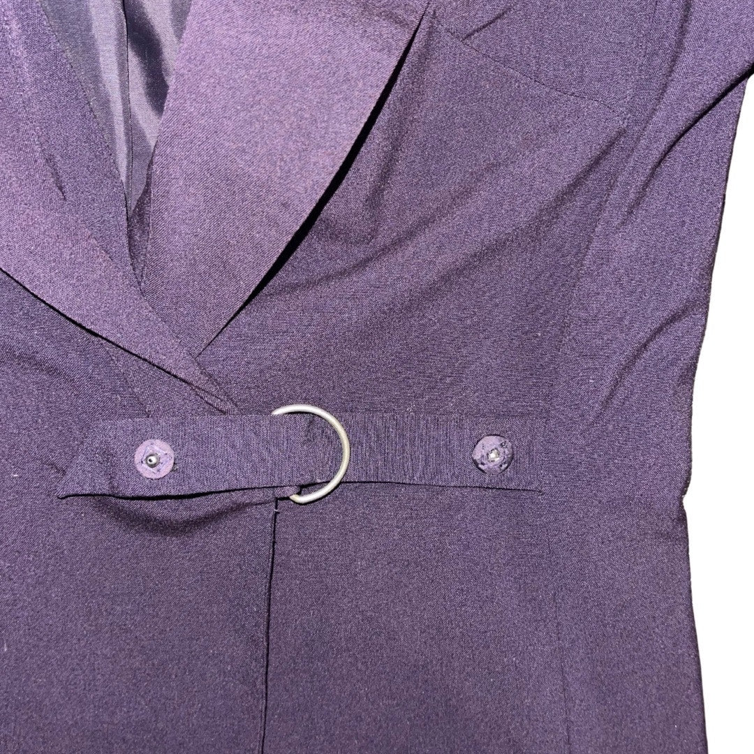 Levine Classics Larry Levine Women Purple Blazer Mock Belt Size 4 Career Office