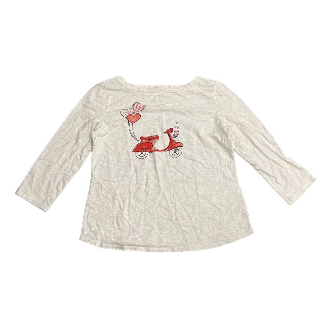 Talbots Graphic Heart Balloon Tee Shirt Size Small Valentine Artsy Casual Fun