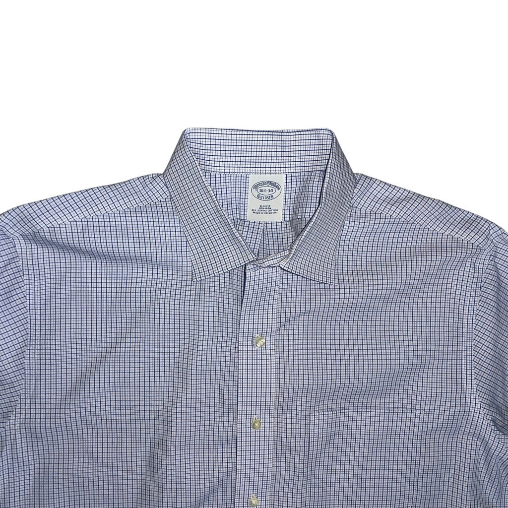 Brooks Brothers Blue plaid collar button up long sleeve dress shirt
