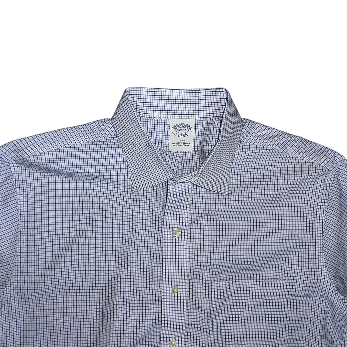 Brooks Brothers Blue plaid collar button up long sleeve dress shirt