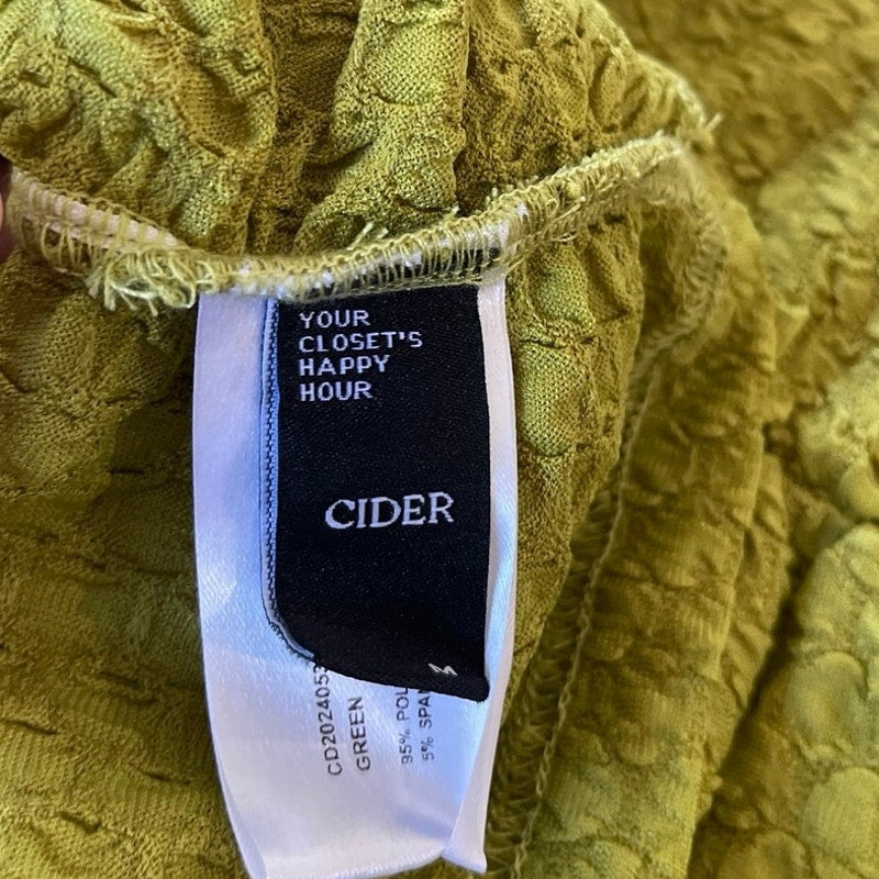 Cider Chartreuse Texture Halter Ruching Top Size M Flirty Beach Festival Y2K
