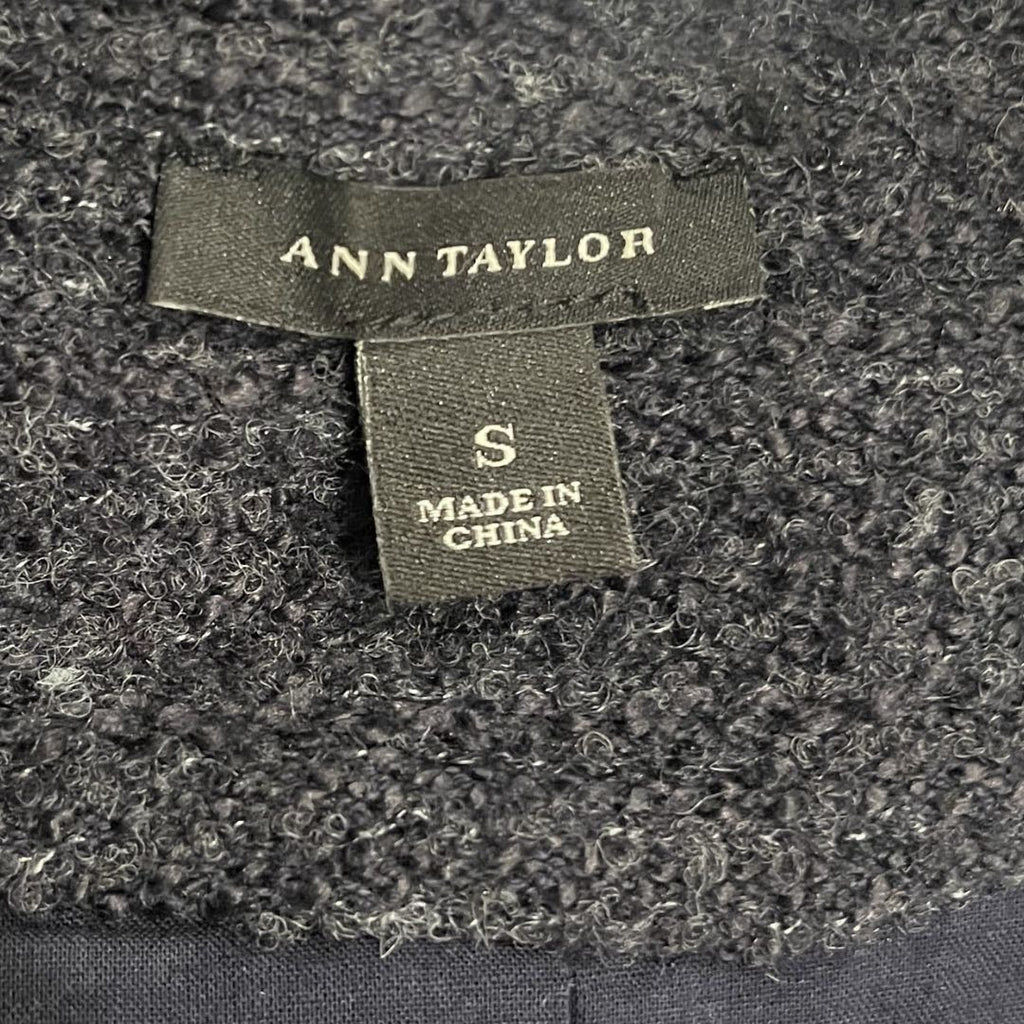 Ann Taylor Blue Marled Wool Blend Zip Sweater Jacket Size Small Career Office