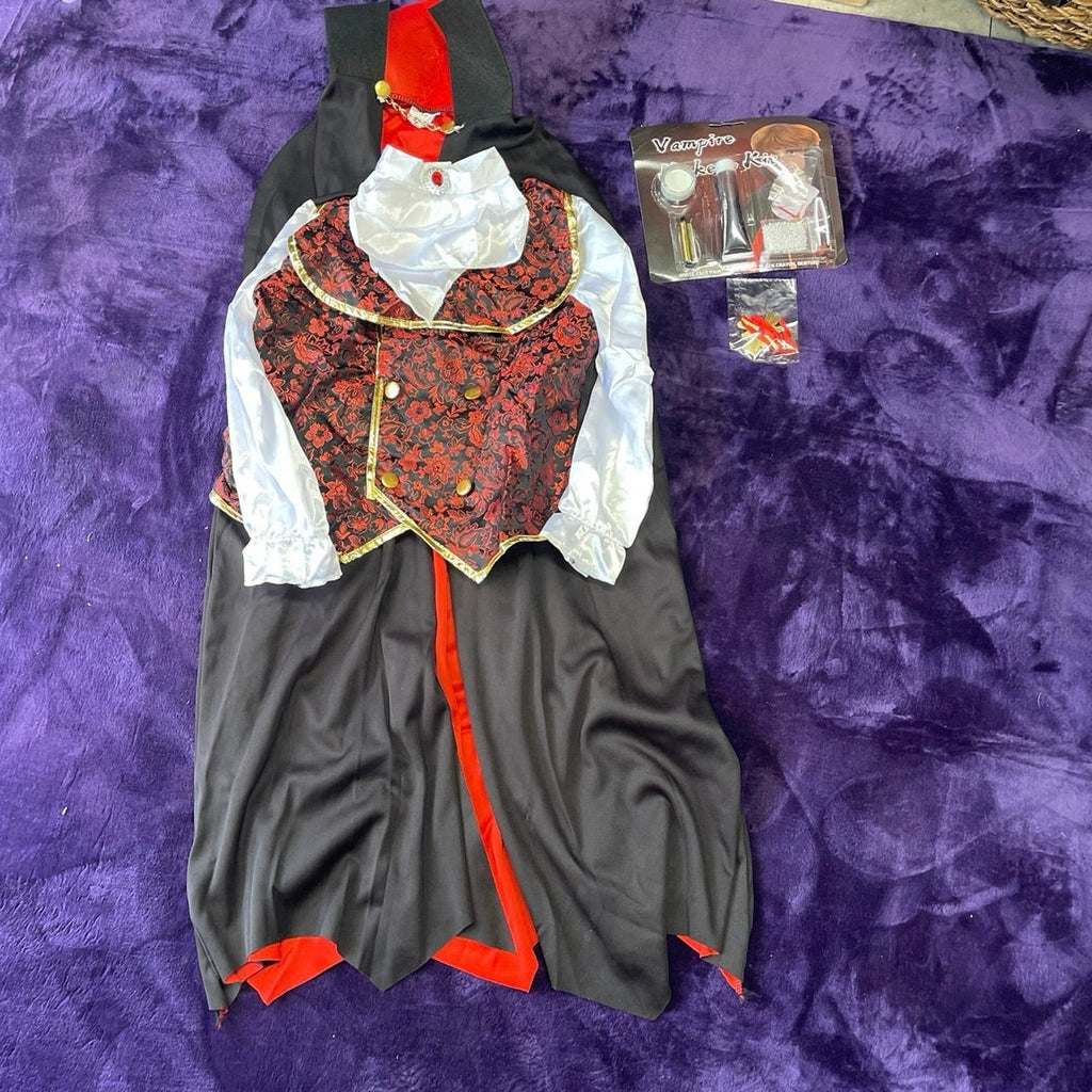 Youth Child Vampire Halloween Costume Make up Kit SZ 8-10 Goth Spooky Kidscore