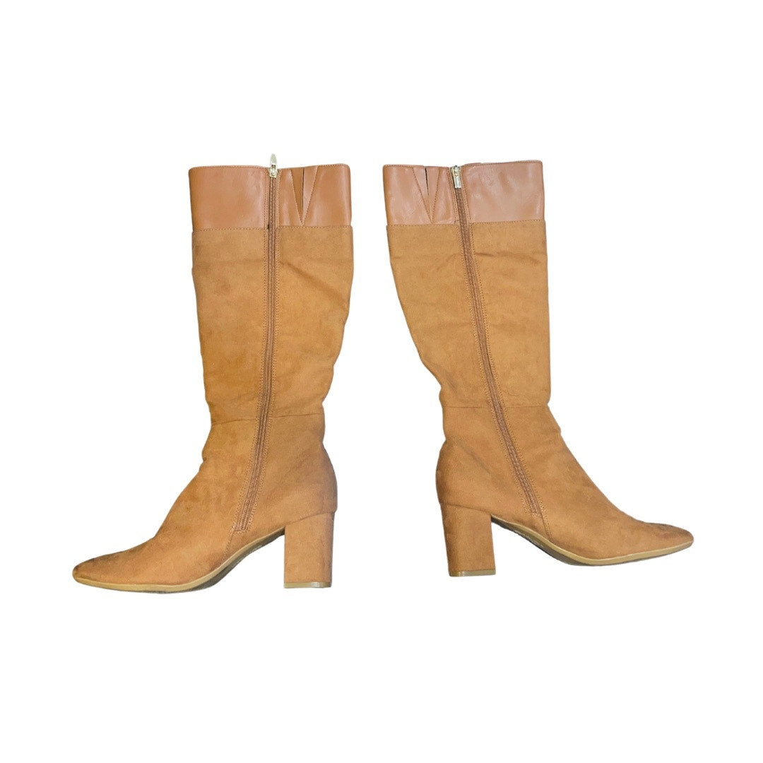 Calvin Klein Cosetta Faux Leather Suede High Calf Heel Boots