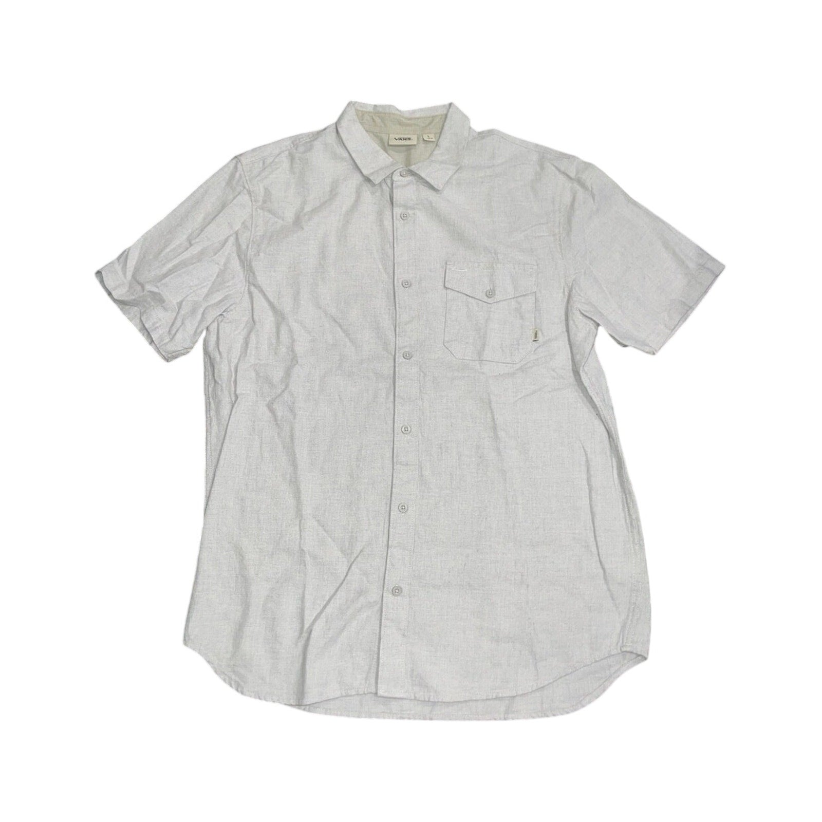 Vans Shirt Mens Gray Button Down Short Sleeve Shirt Size Large Skater Streetwear