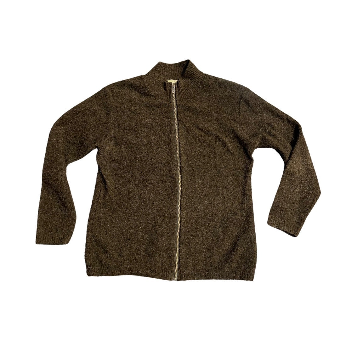 B.K. & Co. Sweater full zip up cardigan dark brown grandpa core size medium