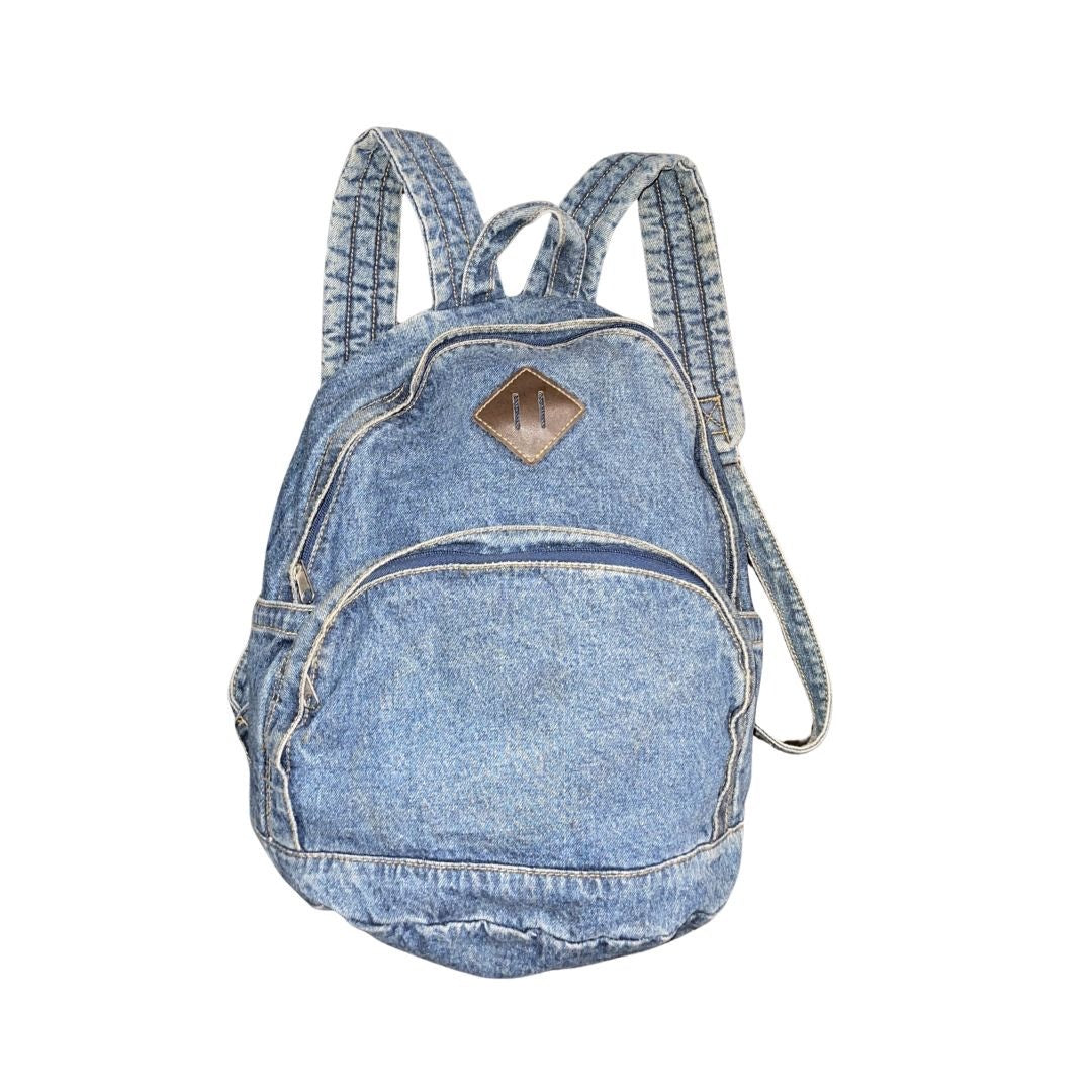 Denim Vintage Style Backpack Blue Wash 90s Y2K Retro School Academia Handbags