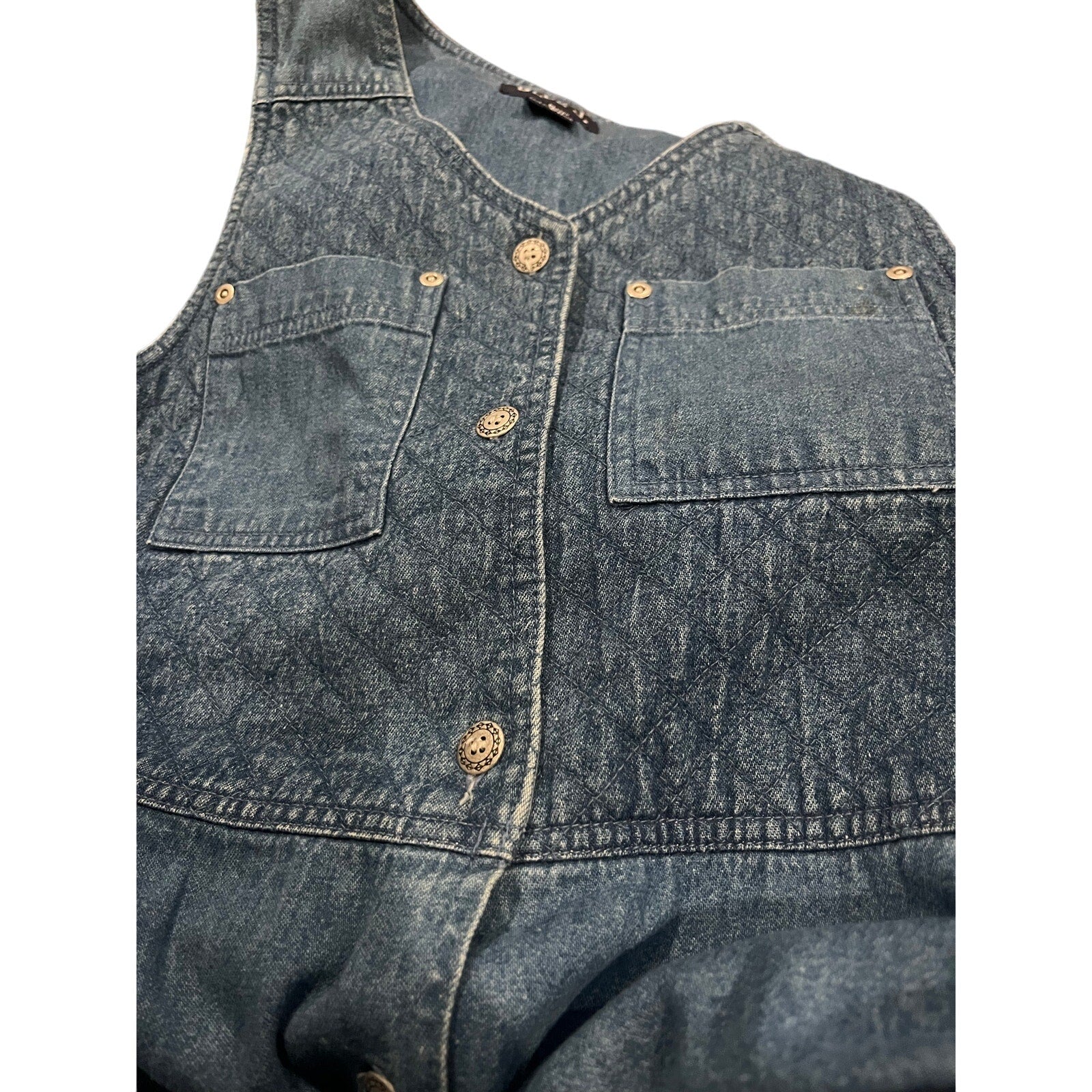 Vintage Blue J Womens Denim Button Front Maxi dress 100% Cotton Size Medium