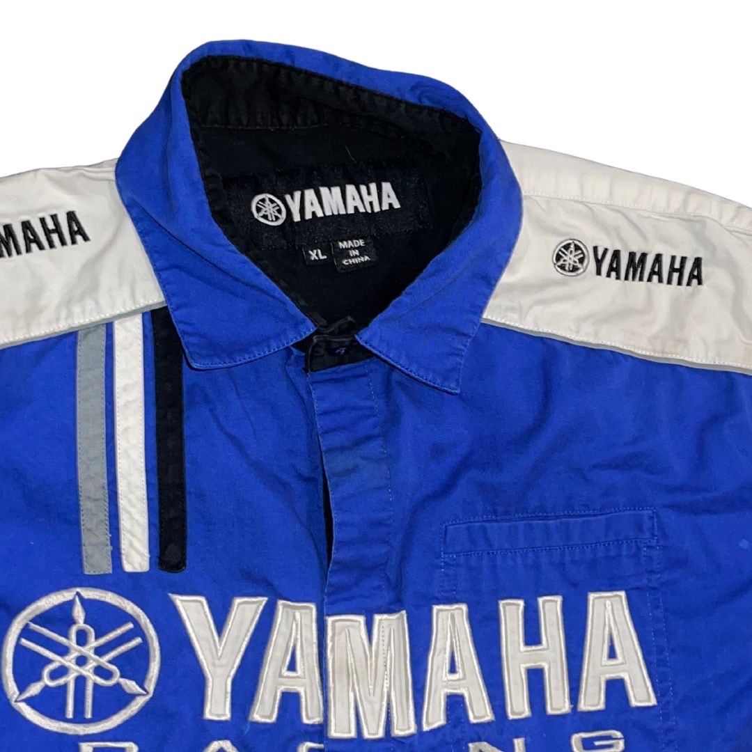 Vintage Yamaha Racing Button Shirt Mens Size XL Jersey Motorcycle Biker