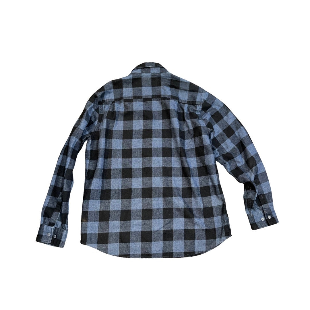 Weatherproof Vintage Mens Long Sleeve Flannel Shirt Blue Plaid Size Large