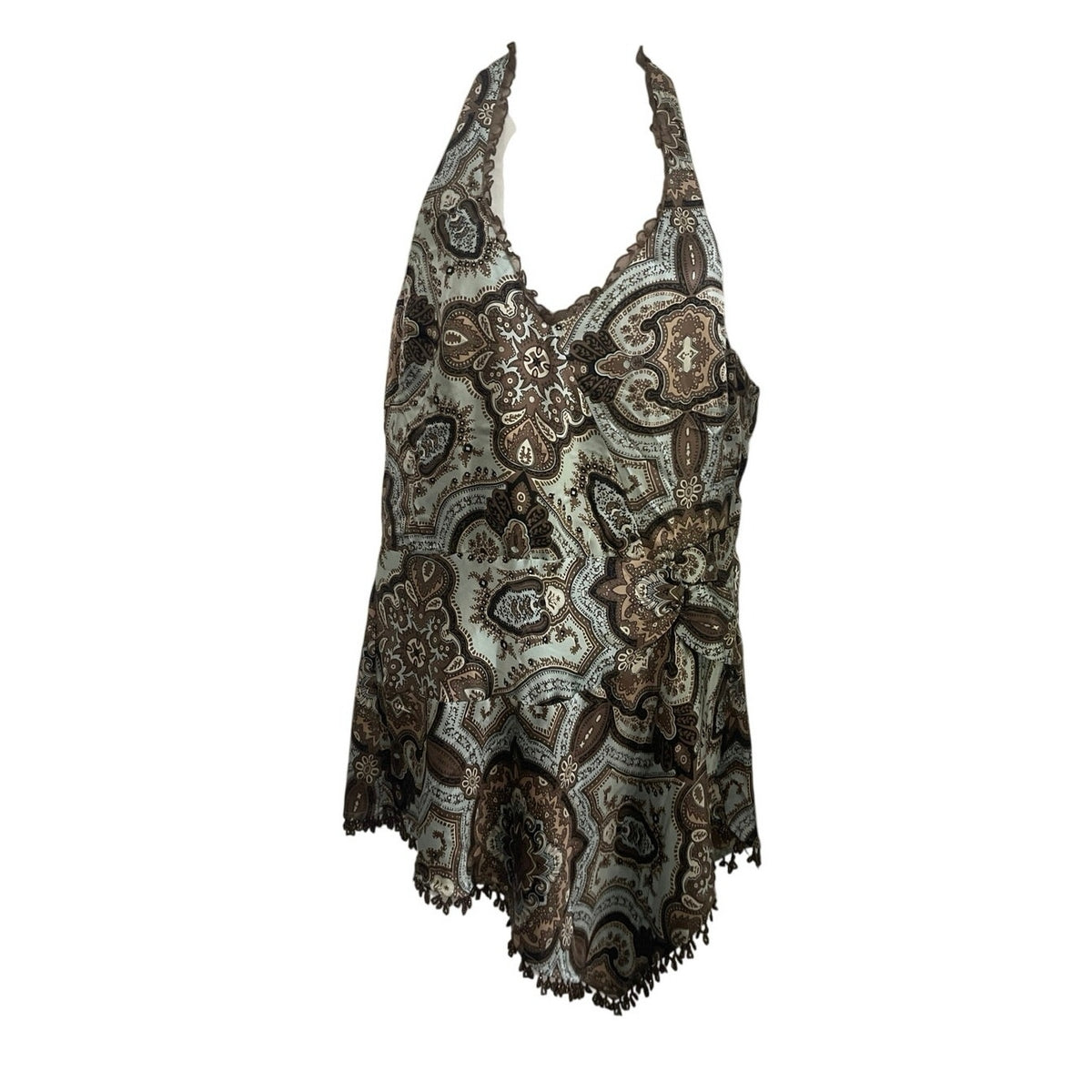 Vintage Laundry by Shelli Segal Silk Halter Top SZ M Y2K Whimsigoth Bohemian 90s