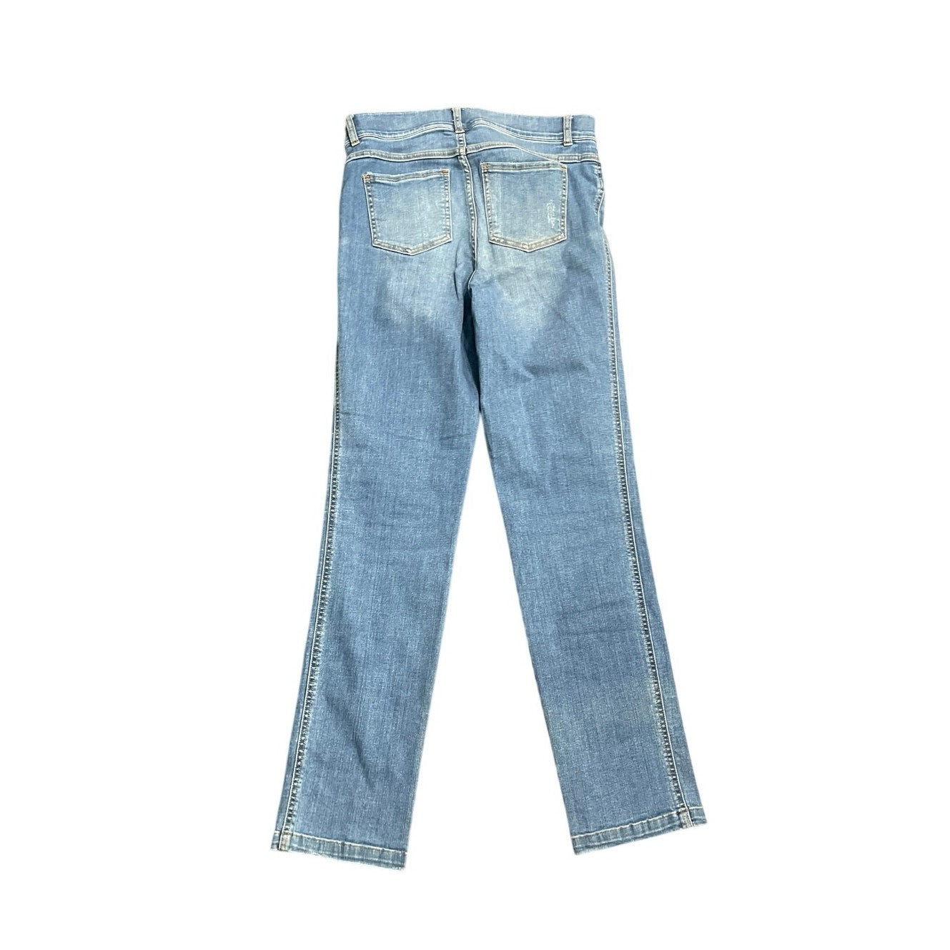 Spanx Pull On Straight Leg Jeans Sculpting Pants Flat Front Tummy Smoothing