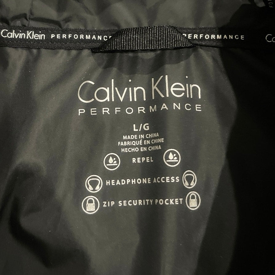 Calvin Klein Performance Hooded Long Lightweight Windbreaker Jacket SZ L Outdoor