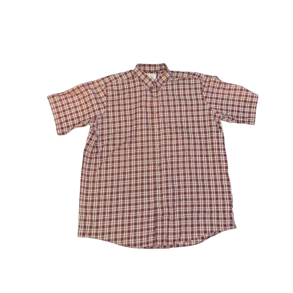 L.L. Bean Mens Shirt Plaid Short Sleeve Traditional Fit Size XXL Tall 100% Cotton