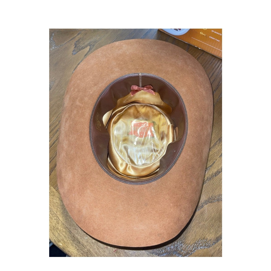 Wright Vintage Cowboy Hat Brown Felt  Size 7 Western 80s Rodeo