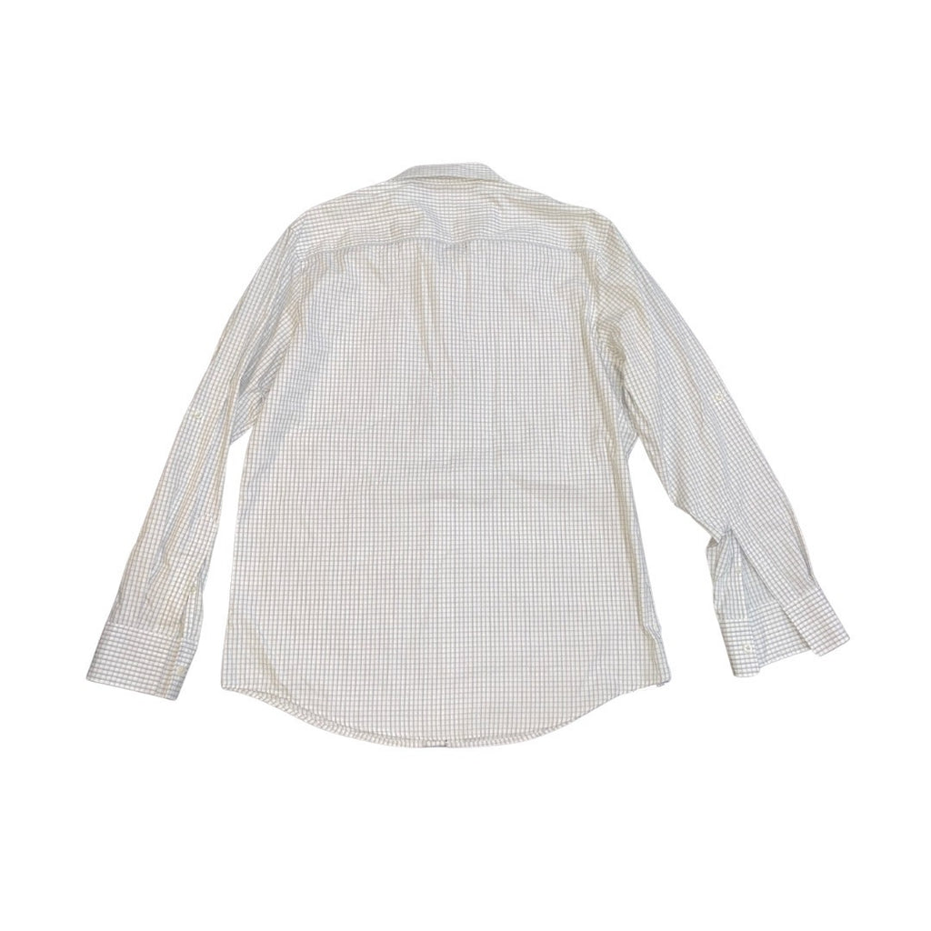 INC International Concepts Long Sleeve Dress Shirt Large Grey White Checkered