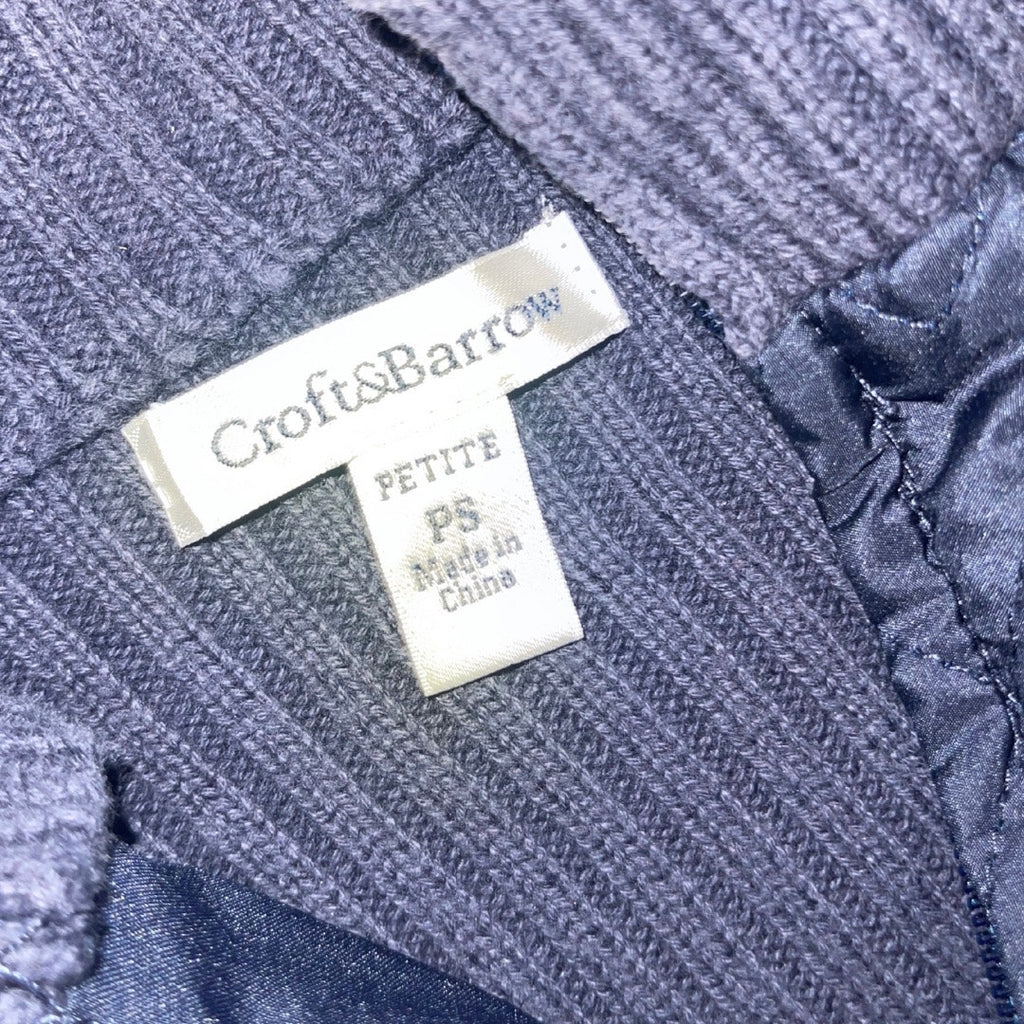 Croft & Barrow Sweater Full Zip Knit Cardigan Mock Neck 100% Cotton Size Petite Small