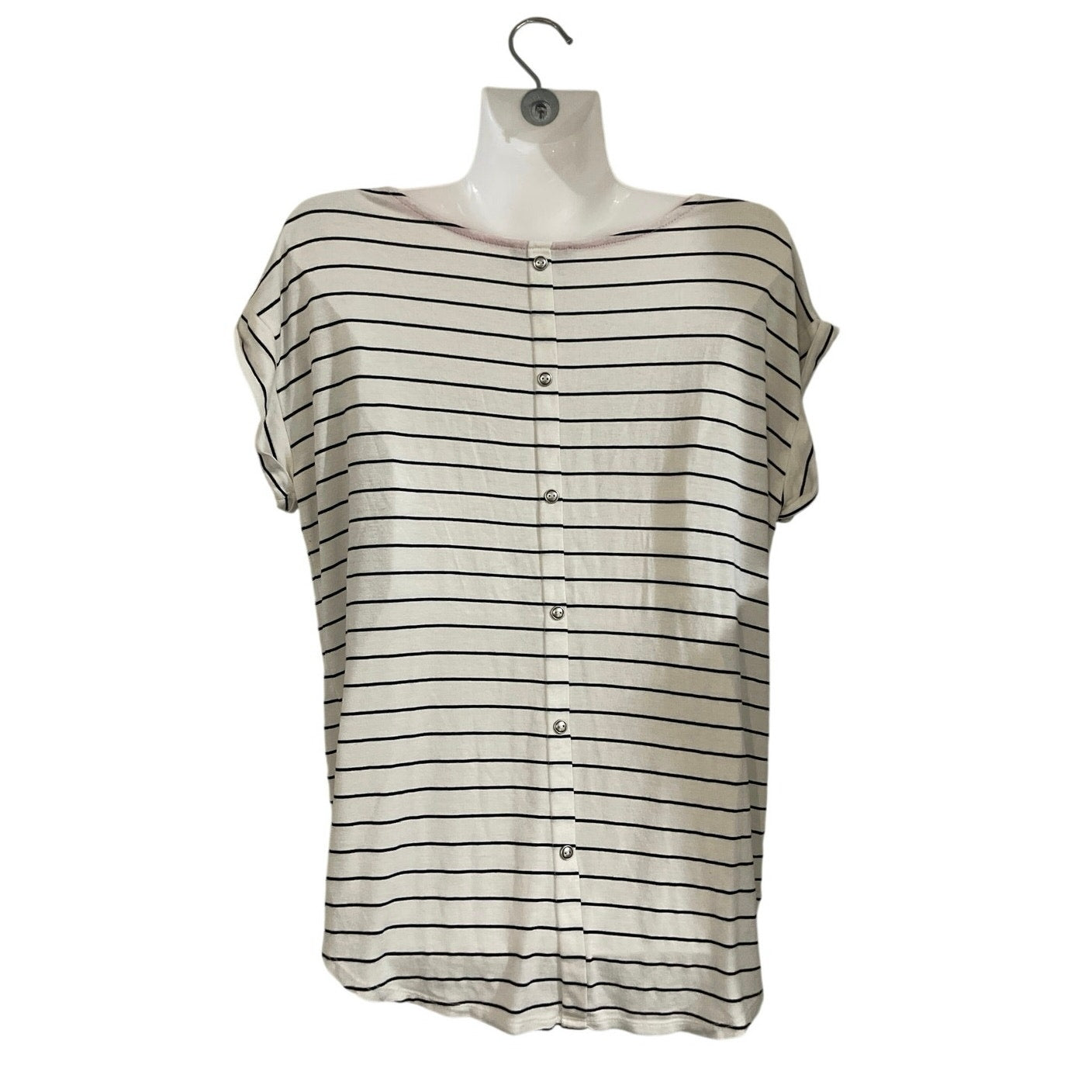 Papermoon Anica One Pocket Knit Striped Top Size Medium Cuffed Sleeves Casual