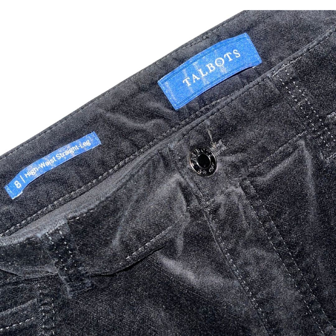 Talbots Velveteen Straight Leg Pants Size 8 High Waist Career Office Casual