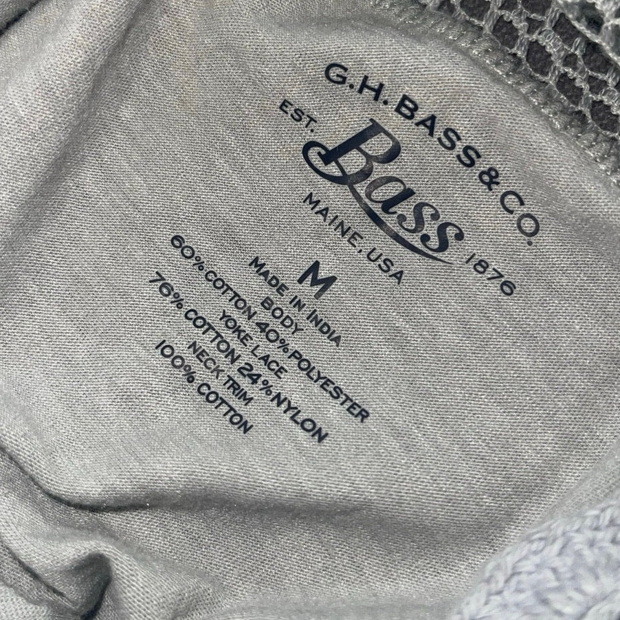 G. H. Bass & Co. Women's Gray Lace crochet long-sleeved blouse Size Medium