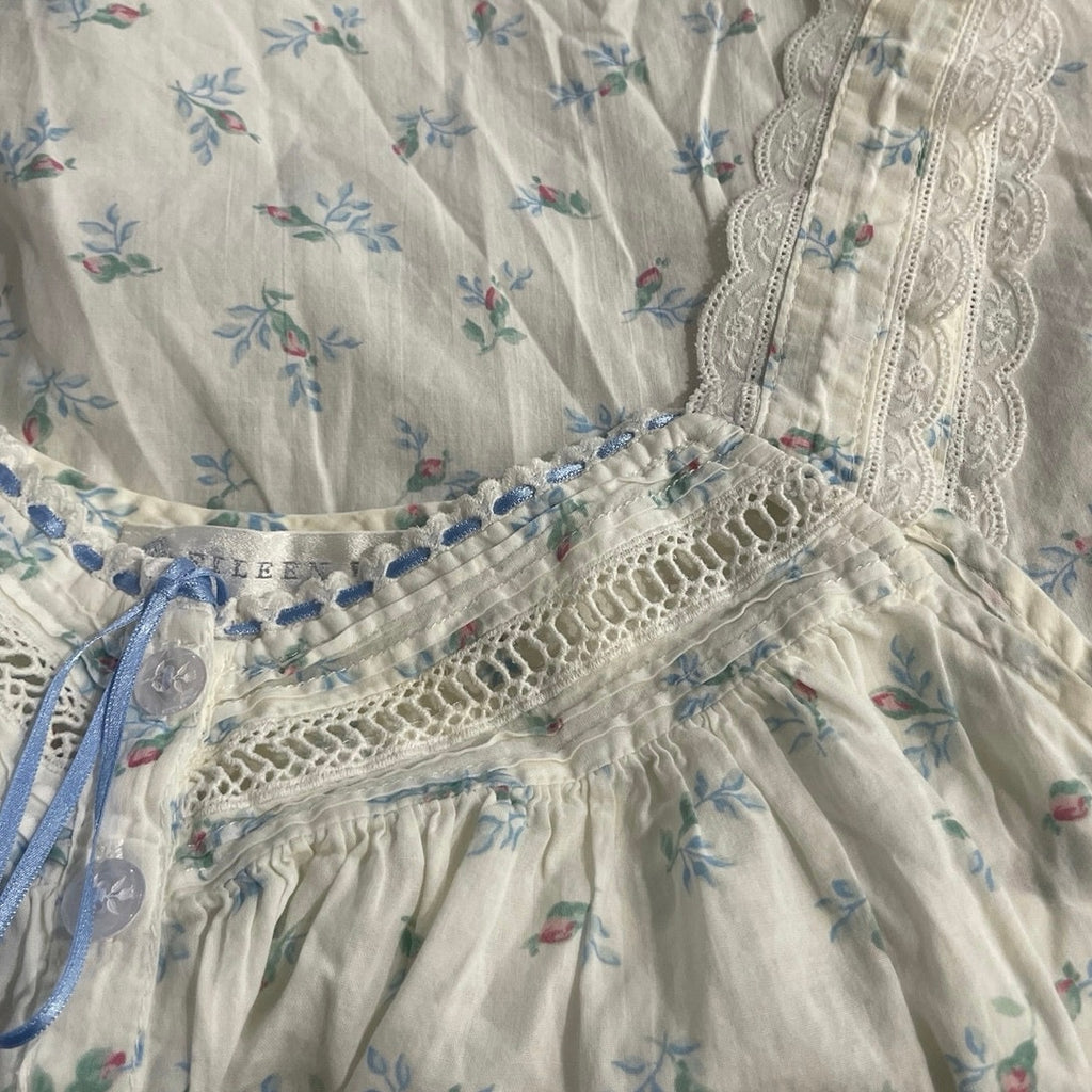 Vintage Eileen West Sleeveless Floral Chemise Nightgown SZ M Sleepwear Pajamas