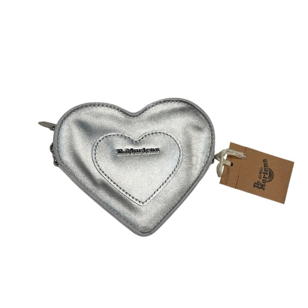Dr. Marten Mini Silver Metallic Leather Heart Shaped Bag NWT Silver Chain Strap