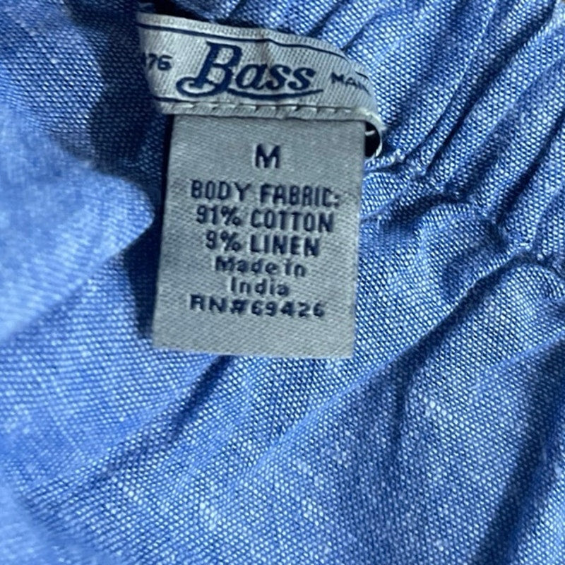 G. H. Bass & Co. Linen Blend Peasant Off the Shoulder Blouse SZ Medium Chambray