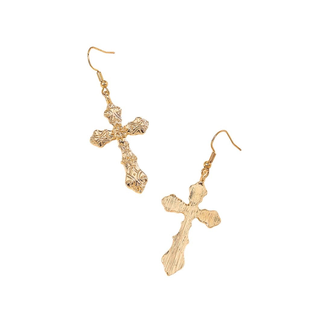 Gold Cross earrings Made of alloy metal NWOT