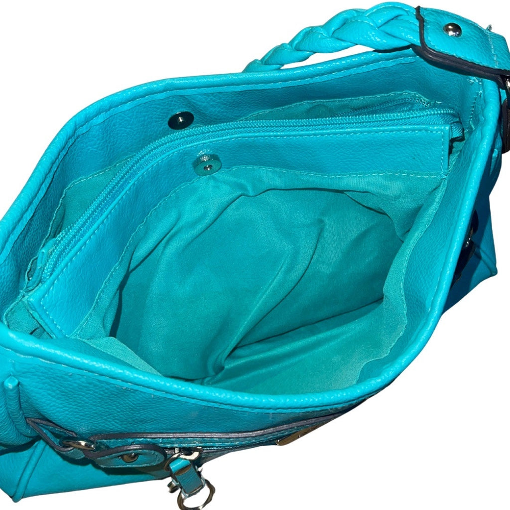Rosetti Teal Shoulder HandBag Braided Strap Faux Leather Purse Y2K 90's 2000s