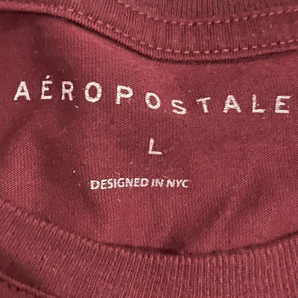Aeropostale Burgundy USA Graphic Tee Crewneck T-Shirt Size Large Patriotic Sport