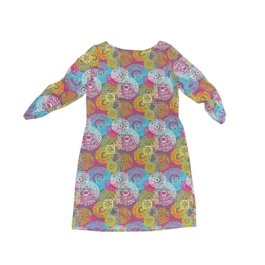Soybu Dress Abstract Floral Print Long Sleeve Stretch Artsy multicolor size Large