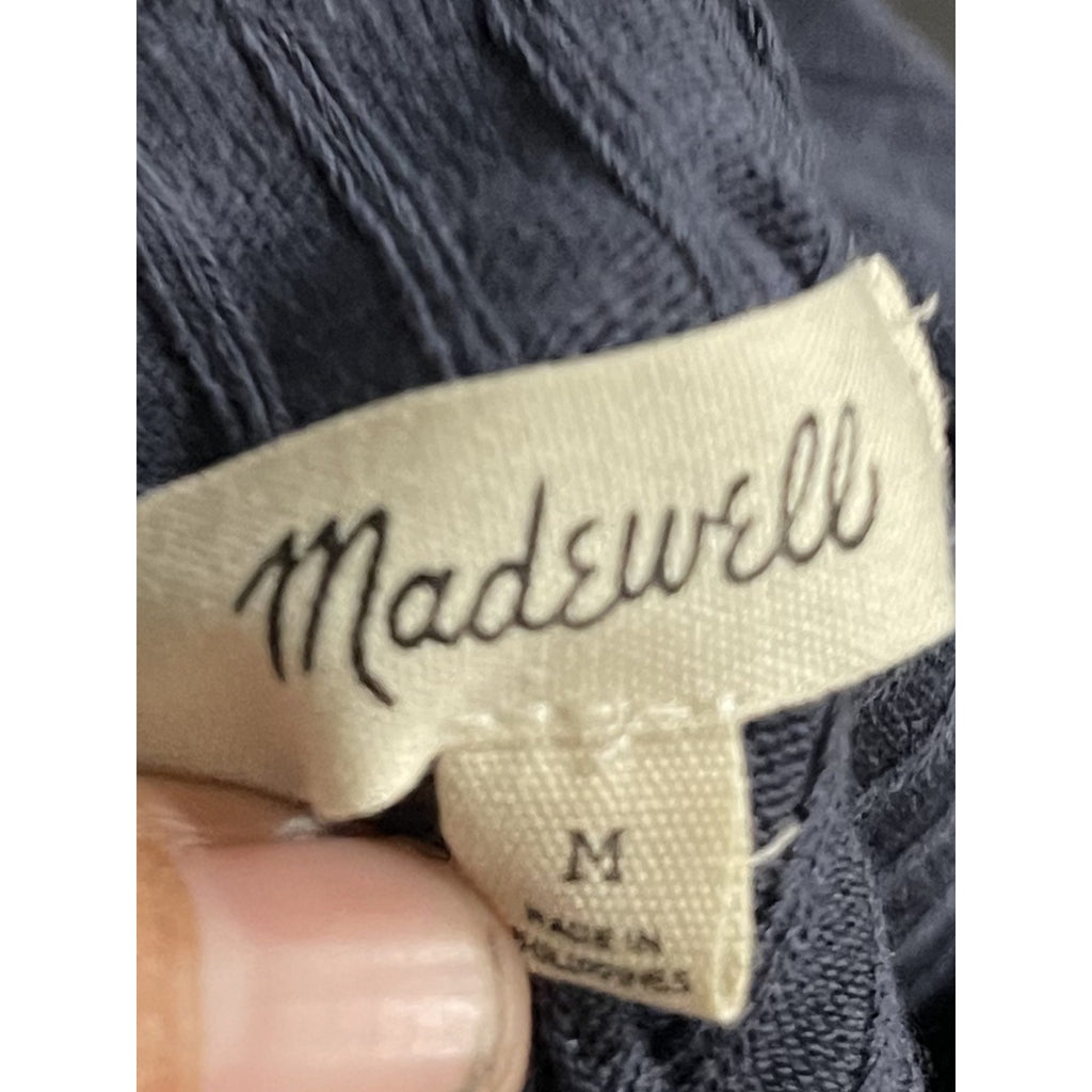 Madewell Button Front Midi Ribbed Collar Shirtdress SZ Medium Skim Fitted Casual