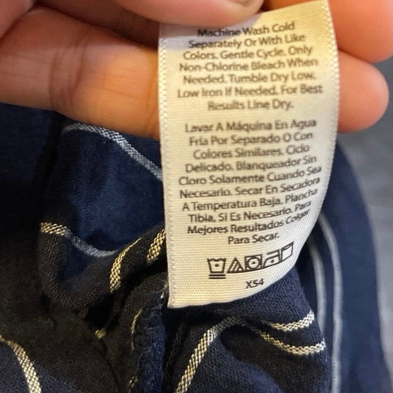 Time and True Striped Linen Blend Shorts XL 16-18 Nautical Coastal Casual Chic